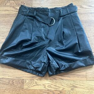Elizabeth and James Black High Waist Belted Shorts